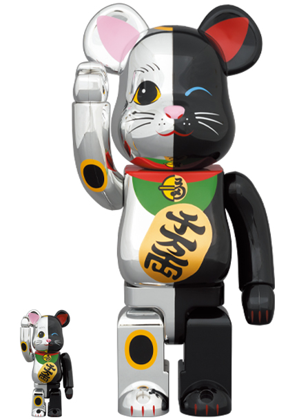 BE@RBRICK 招き猫 黒メッキ 発光 400％ 2体