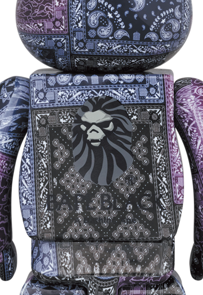 MEDICOM TOY - BE@RBRICK BAPE(R) BLACK BANDANA 100％ & 400％