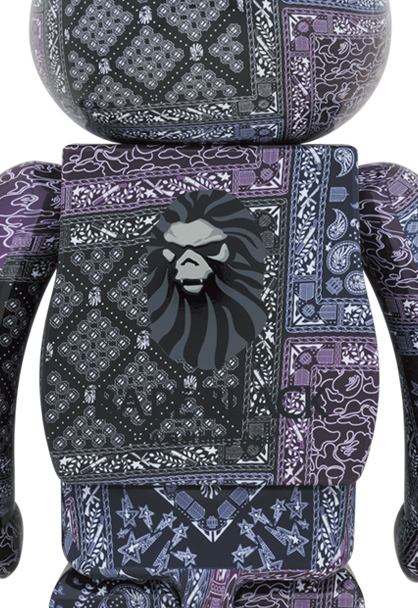 MEDICOM TOY - BE@RBRICK BAPE(R) BLACK BANDANA 1000% BAPE BLACK BANDANA BE@RBRICK 100%&400%