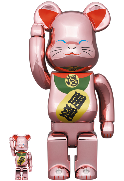 BE@RBRICK 招き猫 開運 桃金メッキ 100％ & 400％ 2体 - その他