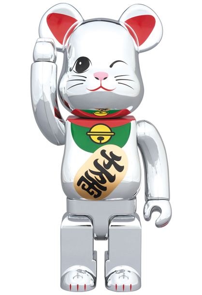 【超ポイント祭?期間限定】 BE@RBRICK - TOY MEDICOM 招き猫 1000％ 弐 銀メッキ キャラクターグッズ