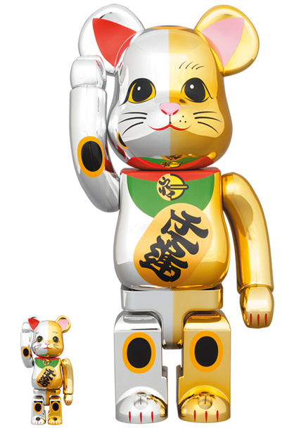 BE@RBRICK  招き猫 千万両 金×開運 銀 100％ & 400%