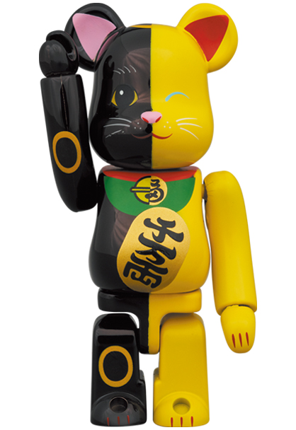 MEDICOM TOY - BE@RBRICK 招き猫 黒×黄 100％ & 400％