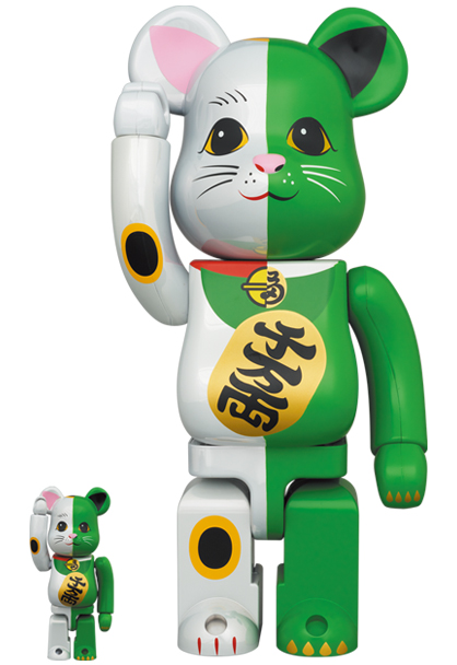 BE@RBRICK 招き猫 400％&100% 白×緑・黒×黄 セット