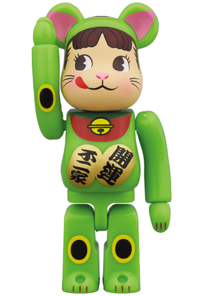 ペコちゃん BE@RBRICK 招き猫 ペコちゃん 蛍光グリーン メディコムトイ ペコちゃん