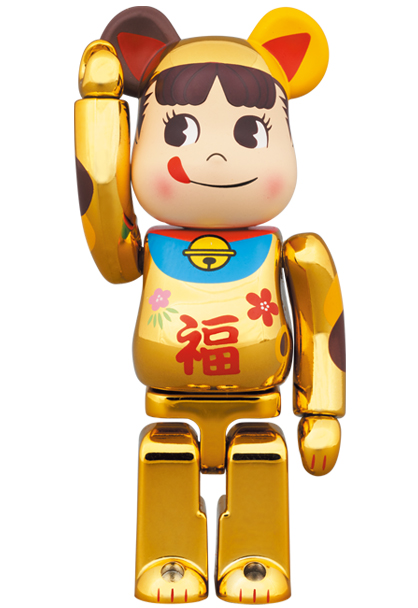 BE@RBRICK ペコちゃん　金メッキ　招き猫　400%&100%