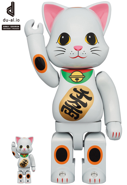 BE@RBRICK 招き猫 白メッキ 発光 400％ 2体セット - キャラクターグッズ