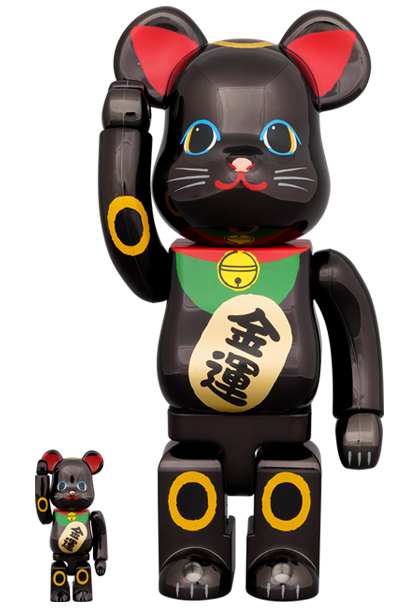 BE@RBRICK 招き猫 白×緑 黒x 金100％ & 400％ セット - その他