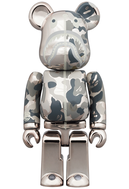 BE@RBRICK BAPE CAMO SHARK 1000％ SILVER