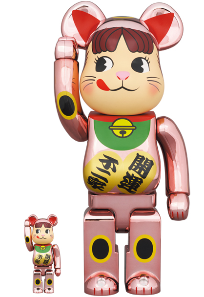 BE@RBRICK 招き猫 ペコちゃん 桃金メッキ 100% 400% 送料無料