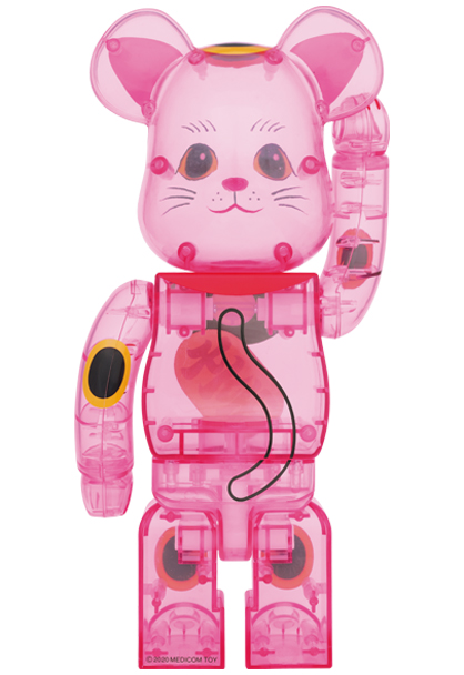 BE@RBRICK 招き猫　桃色透明メッキ　100%&400%