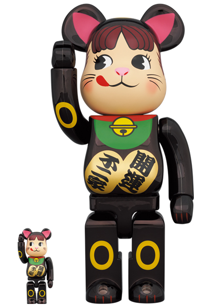 BE@RBRICK 招き猫 ペコちゃん 黒メッキ 100％ ＆ 400%