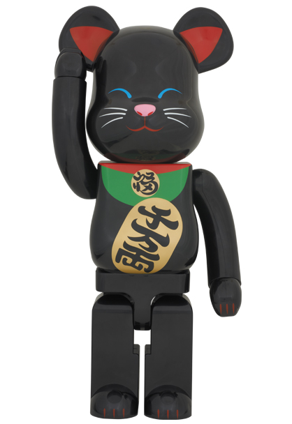 BE@RBRICK ベアブリック招き猫 黒透明メッキ1000%-