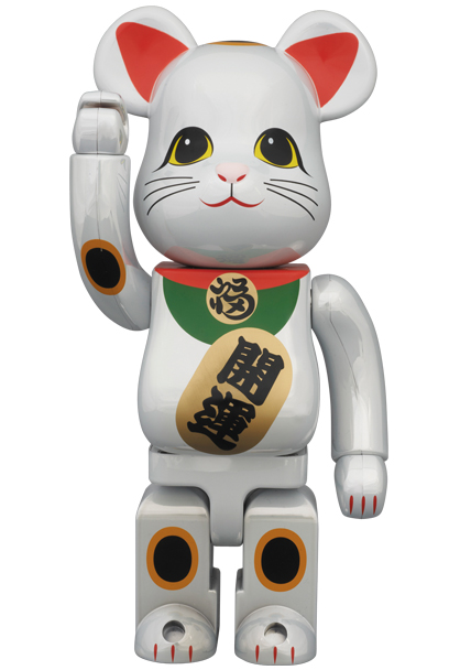 BE@RBRICK 招き猫 白メッキ 発光 400％フィギュア