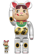 BE@RBRICK 招き猫 ペコちゃん 金運 ダブル小判 銀メッキ 100％ & 400％