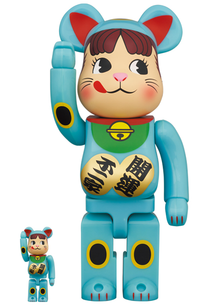 その他BE@RBRICK 招き猫 ペコちゃん 青蓄光 100％ ＆ 400％