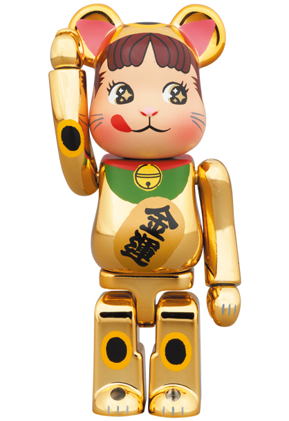 特価商品 BE@RBRICK ＆ 招き猫ペコちゃん金運ダブル小判桃金メッキ100 