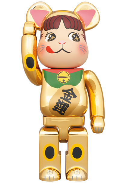 BE@RBRICK 招き猫 ペコちゃん 福 金メッキ 100％ & 400％