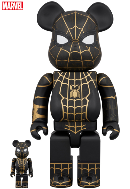 MEDICOM TOY - BE@RBRICK SPIDER-MAN BLACK & GOLD SUIT 100％ & 400％