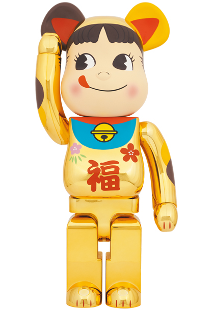 BE@RBRICK 招き猫 ペコちゃん 福 金メッキ 1000%