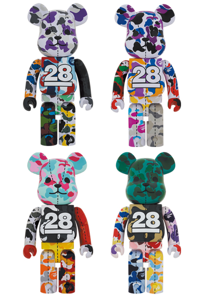 MEDICOM TOY - BE@RBRICK BAPE(R) CAMO 28TH ANNIVERSARY MULTI 1000％