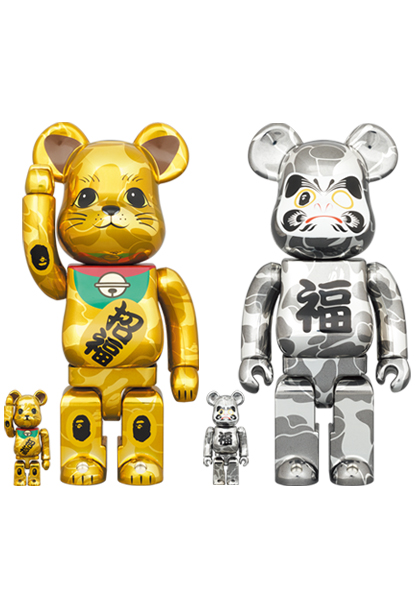 MEDICOM TOY - BE@RBRICK BAPE(R) 招き猫 金メッキ & 達磨 銀メッキ ...