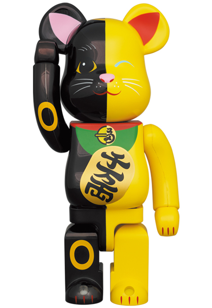 BE@RBRICK 招き猫 黒×黄 100％ & 400％