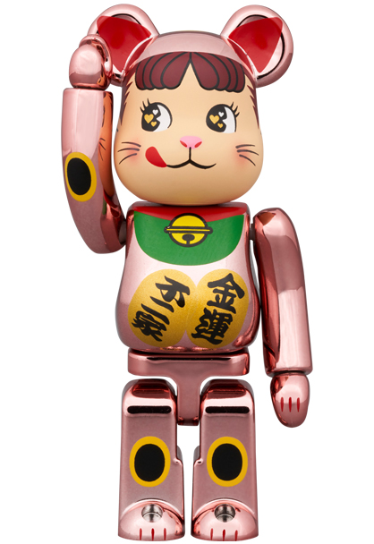 BE@RBRICK 招き猫 ペコちゃん 金運ダブル小判 桃金メッキ