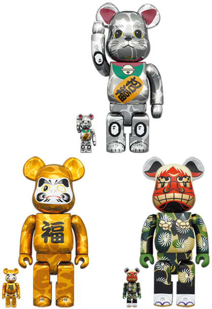 BE@RBRICK BAPE 招き猫 達磨 獅子舞 100% & 400%