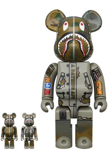 BE@RBRICK BAPE ALPHA CAMO SHARK 100% 400