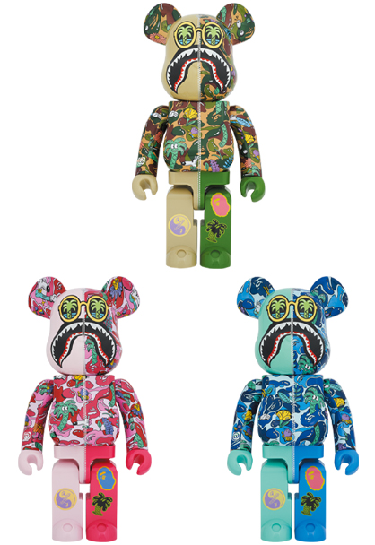 送料無料 BAPE BE@RBRICK SHARK GREEN 1000%