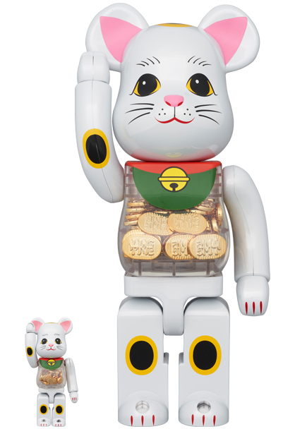 MEDICOM TOY - BE@RBRICK 招き猫 小判 白メッキ 100％ & 400％