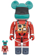 BE@RBRICK SPACE SUIT GREEN HELMET & ORANGE SUIT Ver.100％ & 400％