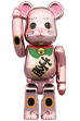 BE@RBRICK 招き猫 桃金メッキ 100％