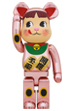 BE@RBRICK 招き猫 ペコちゃん 桃金メッキ 1000％