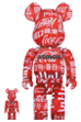 BE@RBRICK atmos × Coca-Cola CLEAR RED 100％ & 400％