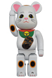 BE@RBRICK 招き猫 白メッキ 発光 400％