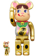 BE@RBRICK 招き猫 ペコちゃん 金メッキ 蓄光ミルキー入り 100％ & 400％