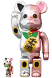 BE@RBRICK 招き猫 千万両 銀メッキ × 桃金メッキ 100％ & 400％