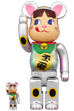BE@RBRICK 招き猫 ペコちゃん 銀メッキ 蓄光ミルキー入り 100％ & 400％