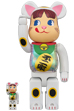 BE@RBRICK 招き猫 ペコちゃん 白メッキ 蓄光ミルキー入り 100％ & 400％