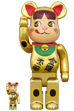 BE@RBRICK 招き猫 ペコちゃん 金運 ダブル小判 金メッキ  100％ & 400％